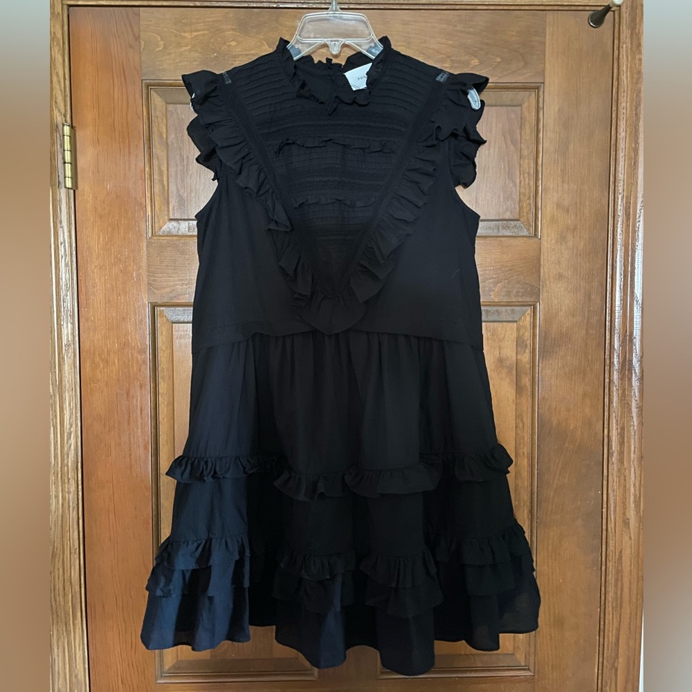 Pomander Place Black Ruffled Mini Dress Size M